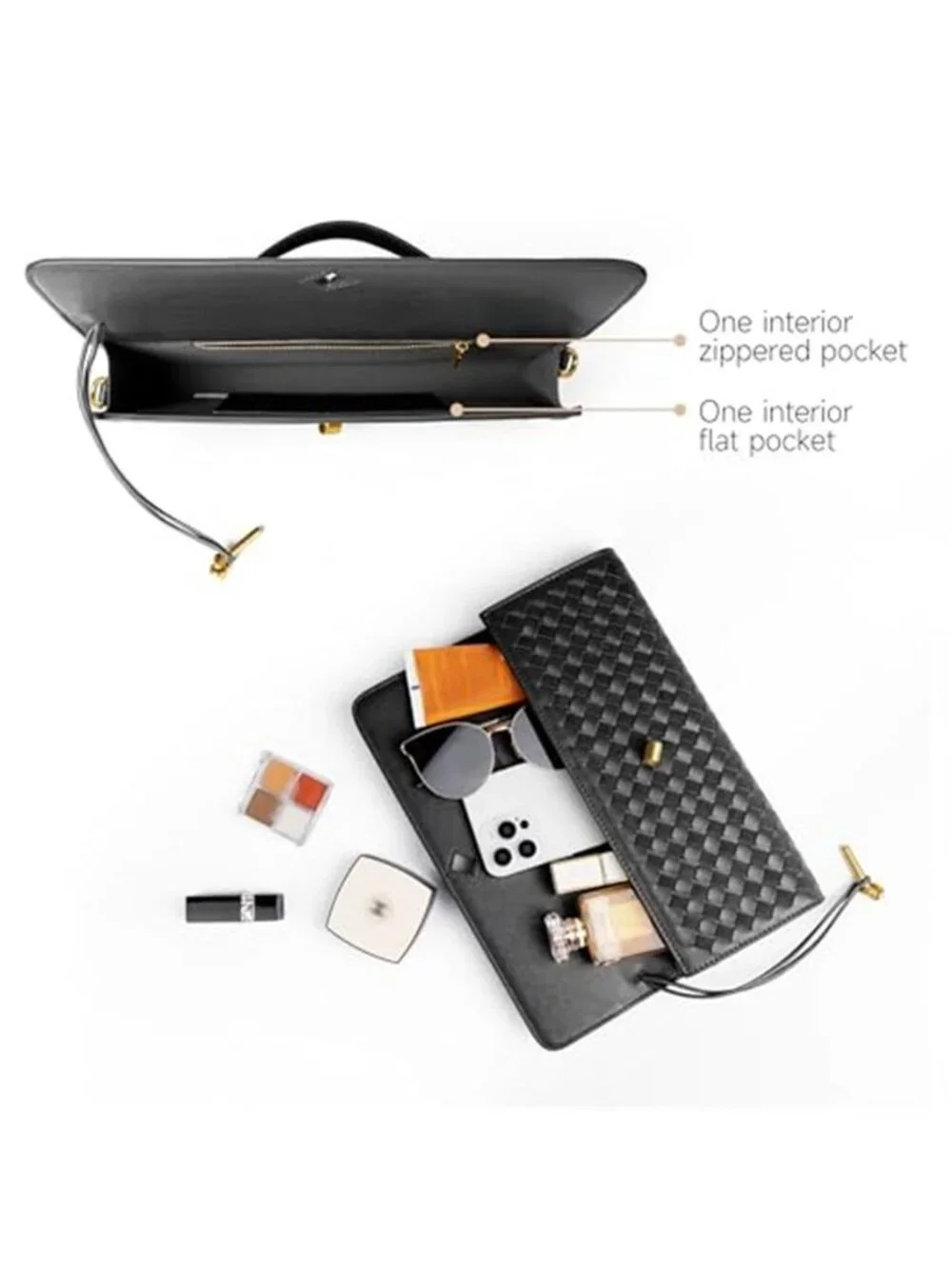 Woven Purse for Women Evening Clutch Woven Leather & Suede Handbags